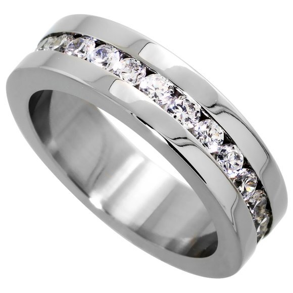 New 6mm Surgical Stainless Steel Eternity Wedding Band